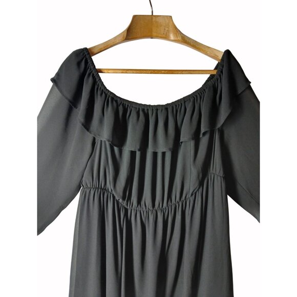 Torrid Black Chiffon Mini Dress Size 3 3X Plus Women Off The Shoulder LBD - Picture 5 of 13